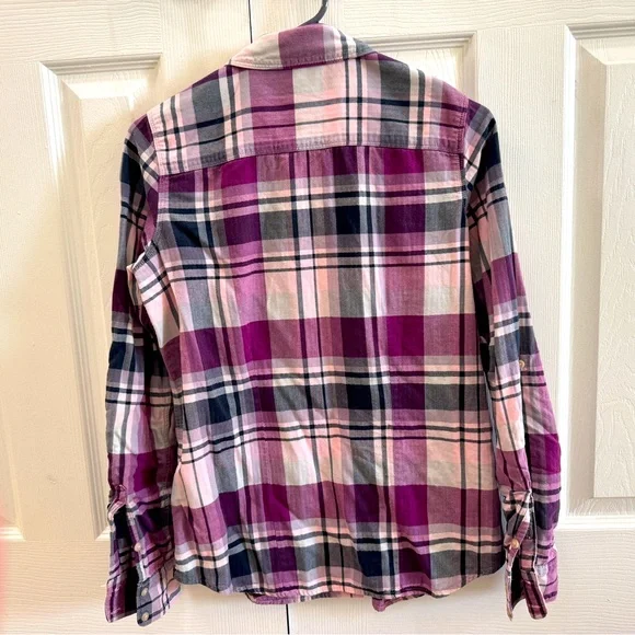 The North Face Purple Plaid Casual Button Down Shirt - Picture 2 of 3